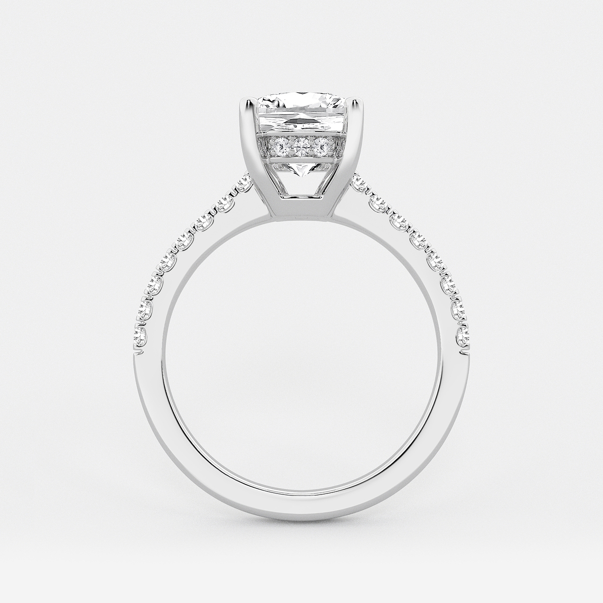 Additional Image 1 for  3 1/3 ctw Elongated Cushion Lab Grown Diamond Hidden Halo Engagement Ring